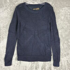 Musto Womens Navy Blue Open Knit Crew Neck Sweater Rayon Cotton Size US 8 UK 12